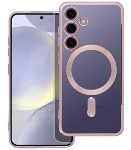 Rausvai auksinės spalvos / skaidrus dėklas Samsung Galaxy S24 telefonui "Electro Mag Cover"