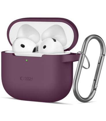 Bordo (Burgundy) dėklas Apple Airpods 4 / 5 ausinėms "Tech-Protect Silicone Hook"