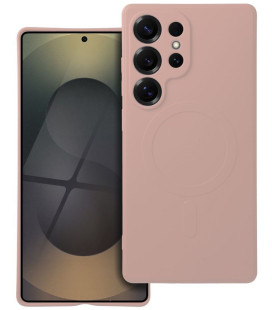 Rožinis dėklas su kameros apsauga Samsung Galaxy S25 Ultra telefonui "Silicone Mag Cover"