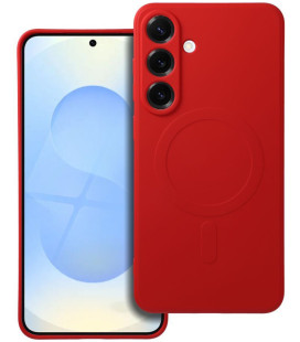 Raudonas dėklas su kameros apsauga Samsung Galaxy S25 Plus telefonui "Silicone Mag Cover"