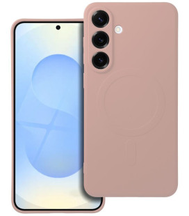 Rožinis dėklas su kameros apsauga Samsung Galaxy S25 Plus telefonui "Silicone Mag Cover"