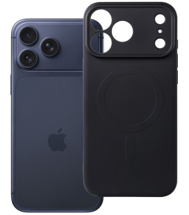 Juodas dėklas su kameros apsauga Apple iPhone 17 Pro Max / 18 Pro Max telefonui "Silicone Mag Cover"