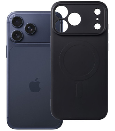 Juodas dėklas su kameros apsauga Apple iPhone 17 Pro Max / 18 Pro Max telefonui "Silicone Mag Cover"