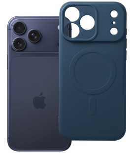 Mėlynas dėklas su kameros apsauga Apple iPhone 17 Pro Max / 18 Pro Max telefonui "Silicone Mag Cover"