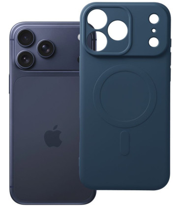 Mėlynas dėklas su kameros apsauga Apple iPhone 17 Pro Max / 18 Pro Max telefonui "Silicone Mag Cover"