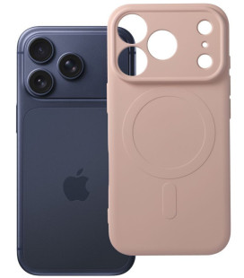 Rožinis dėklas su kameros apsauga Apple iPhone 17 Pro / 18 Pro telefonui "Silicone Mag Cover"
