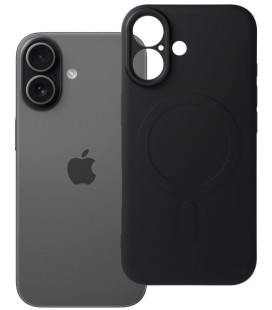 Juodas dėklas su kameros apsauga Apple iPhone 17 telefonui "Silicone Mag Cover"