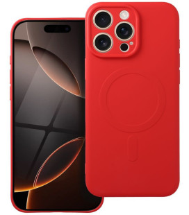 Raudonas dėklas su kameros apsauga Apple iPhone 16 Pro Max telefonui "Silicone Mag Cover"