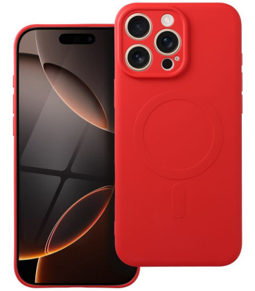 Raudonas dėklas su kameros apsauga Apple iPhone 16 Pro Max telefonui "Silicone Mag Cover"