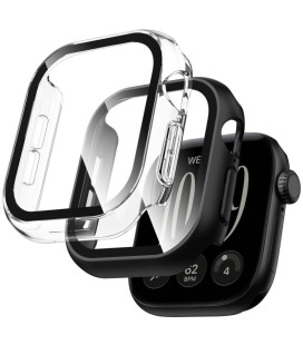 Juodas ir skaidrus dėklai Apple Watch 12 (46 mm) laikrodžiui "Tech-Protect Defense 2-Pack"