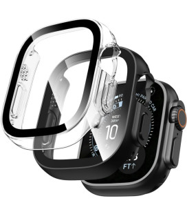 Juodas ir skaidrus dėklai Apple Watch 1 / 2 / 3 / 4 (49 mm) laikrodžiui "Tech-Protect Defense 2-Pack"