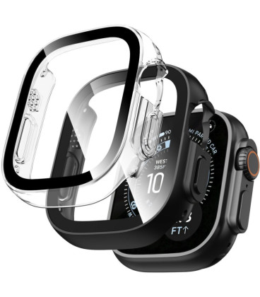 Juodas ir skaidrus dėklai Apple Watch 1 / 2 / 3 / 4 (49 mm) laikrodžiui "Tech-Protect Defense 2-Pack"