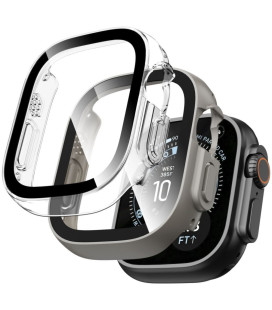 Pilkas (Titanium) ir skaidrus dėklai Apple Watch 1 / 2 / 3 / 4 (49 mm) laikrodžiui "Tech-Protect Defense 2-Pack"