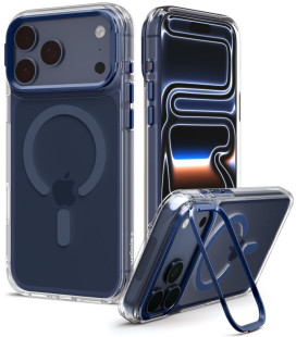 Skaidrus (mėlynas) dėklas Apple iPhone 17 Pro / 18 Pro telefonui "Spigen Ultra Hybrid Optik S Magsafe"