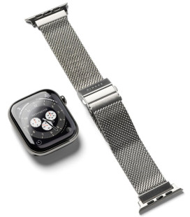 Sidabrinės spalvos apyrankė Apple Watch (44 / 45 / 46 / 49 mm) laikrodžiams "Ringke Metal One Mesh"