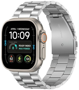 Sidabrinės spalvos apyrankė Apple Watch 8 / 9 / 10 / 11 / 12 / SE / Ultra (44 / 45 / 46 / 49 mm) "Tech-Protect Stainless"