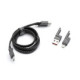 Pilkas USB-C - USB-C QC PD 3A 60W 100cm laidas + adapteriai USB-A - Lightning "Forcell F-ENERGY C241 4in1"