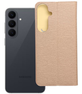 Auksinės spalvos atverčiamas dėklas Samsung Galaxy S26 FE telefonui "Luna Book"