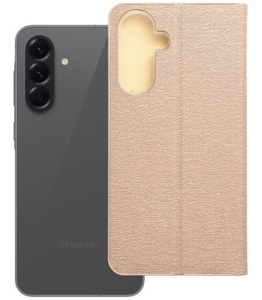 Auksinės spalvos atverčiamas dėklas Samsung Galaxy A56 5G telefonui "Luna Book"