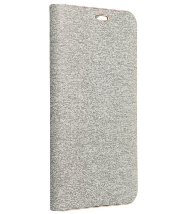 Pilkas (Auksinės spalvos) atverčiamas dėklas Samsung Galaxy A17 / A18 telefonui "Luna Book"