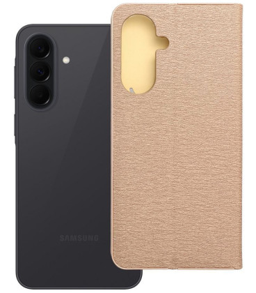 Auksinės spalvos atverčiamas dėklas Samsung Galaxy A37 5G telefonui "Luna Book"