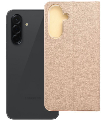 Auksinės spalvos atverčiamas dėklas Samsung Galaxy A36 5G telefonui "Luna Book"
