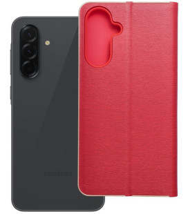 Raudnas (Auksinės spalvos) atverčiamas dėklas Samsung Galaxy A36 5G telefonui "Luna Book"
