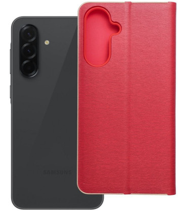 Raudnas (Auksinės spalvos) atverčiamas dėklas Samsung Galaxy A36 5G telefonui "Luna Book"