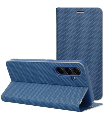 Mėlynas (Carbon) atverčiamas dėklas Samsung Galaxy A36 5G telefonui "Luna Book"