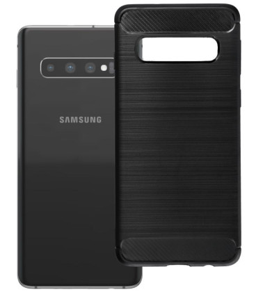 Juodas dėklas Samsung Galaxy S10 telefonui "Carbon 2.0"