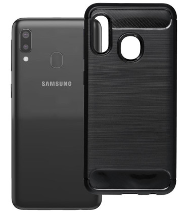 Juodas dėklas Samsung Galaxy A20e telefonui "Carbon 2.0"