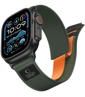 Žalia / oranžinė apyrankė Apple Watch 8 / 9 / 10 / 11 / 12 / SE / Ultra (44 / 45 / 46 / 49 mm) "Tech-Protect Nylon Elite"