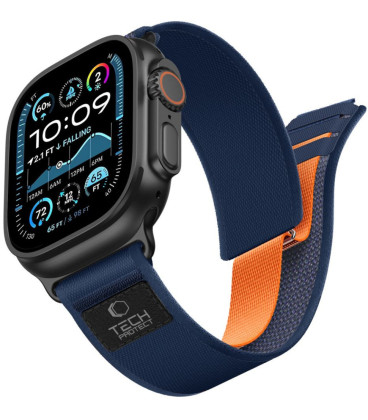 Mėlyna / oranžinė apyrankė Apple Watch 8 / 9 / 10 / 11 / 12 / SE / Ultra (44 / 45 / 46 / 49 mm) "Tech-Protect Nylon Elite"