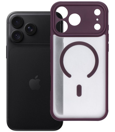 Matinis Bordo / skaidrus dėklas Apple iPhone 17 Pro Max / 18 Pro Max telefonui "Full Matte Mag Cover"