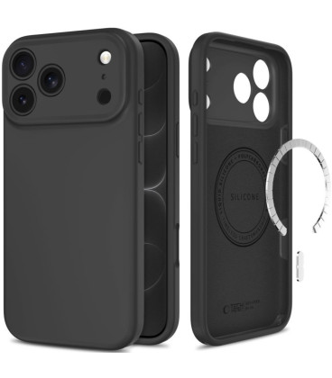 Juodas dėklas Apple iPhone 17 Pro Max / 18 Pro Max telefonui "Tech-Protect Silicone Magsafe"