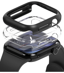 Matinis juodas ir skaidrus dėklai Apple Watch 12 (46mm) laikrodžiui "Ringke Slim 2-Pack"