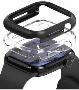 Matinis juodas ir skaidrus dėklai Apple Watch 12 (42mm) laikrodžiui "Ringke Slim 2-Pack"