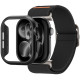 Juodas dėklas + apyrankė Apple Watch 10 / 11 / 12 (46 mm) laikrodžiui "Spigen Fit Lite Ultra + Thin Fit"