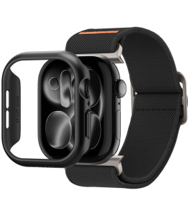 Juodas dėklas + apyrankė Apple Watch 10 / 11 / 12 (46 mm) laikrodžiui "Spigen Fit Lite Ultra + Thin Fit"