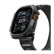 Juodas dėklas + apyrankė Apple Watch Ultra 1 / 2 / 3 / 4 (49 mm) laikrodžiui "Spigen Athlex Air + Rugged Armor"