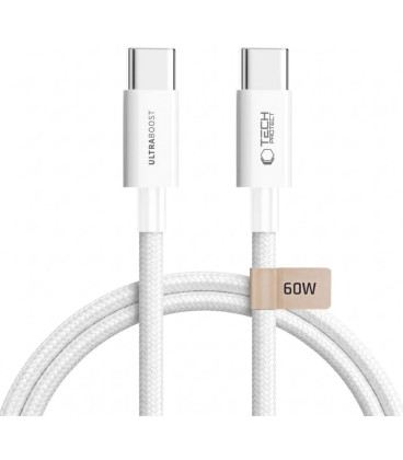 Baltas USB-C - USB-C PD 60W / 3A 150cm laidas "Tech-Protect Ultraboost Lite"