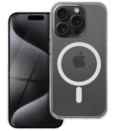 Skaidrus dėklas Apple iPhone 15 Pro telefonui "Forcell F-Protect Clear Hybrid Premium Magsafe"