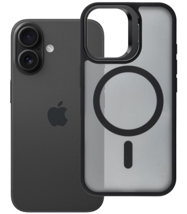 Juodas dėklas Apple iPhone 16 telefonui "Forcell F-Protect Shadow Stand Premium Magsafe"