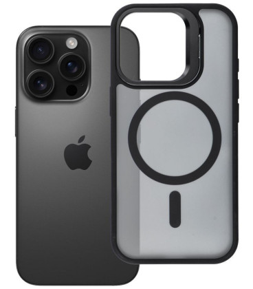 Juodas dėklas Apple iPhone 16 Pro telefonui "Forcell F-Protect Shadow Stand Premium Magsafe"