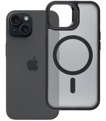 Juodas dėklas Apple iPhone 15 telefonui "Forcell F-Protect Shadow Stand Premium Magsafe"