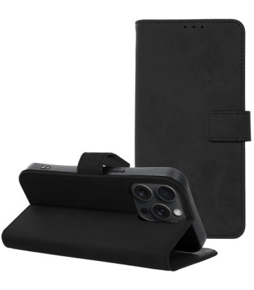 Juodas atverčiamas dėklas Apple iPhone 15 Pro telefonui "Tender Book"