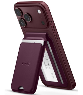 Bordo (Burgundy) Magsafe kortelių dėklas - stovas telefonams "Tech-Protect MagWallet Stand Holder"