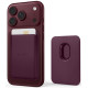 Bordo (Burgundy) kortelių dėklas telefonams "Tech-Protect CH01 MagWallet Magsafe Universal Card Holder"