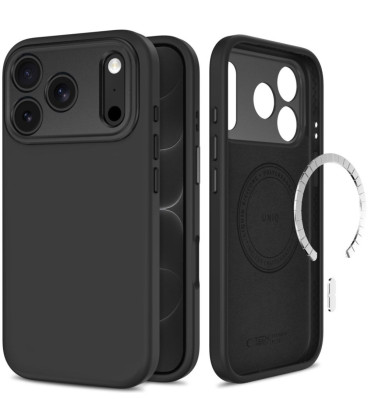 Juodas (Obsidian) dėklas Apple iPhone 17 Pro Max / 18 Pro Max telefonui "Tech-Protect Uniq Magsafe CC"