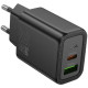 Juodas 1xUSB-A + 1xUSB-C  QC3.0 PD 3A 20W pakrovėjas "Hoco N61"